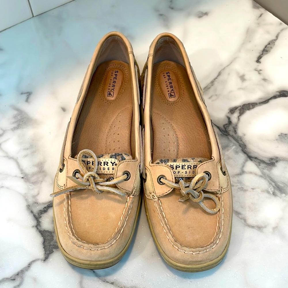 Sperry Angelfish Boat Shoes- Leopard Sequin